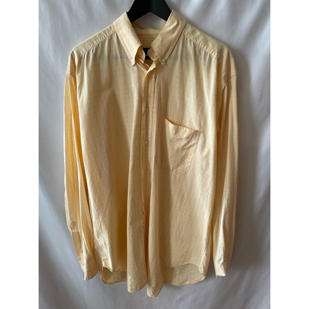 Corneliani Light Yellow Plaid Check Long Sleeve Button Down Shirt Men's M